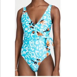 Tanya Taylor Kelly Wrap One-Piece Swimsuit Brushstroke Multi